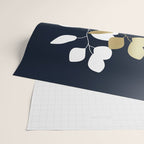 Leaf Duo, Gold and White on Navy Blue Wrapping Paper Gallery Image 2