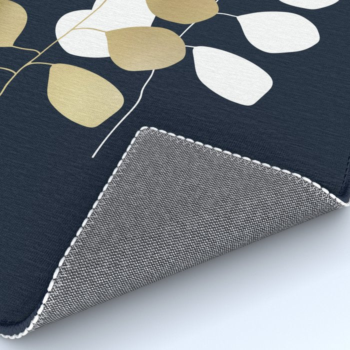 Leaf Duo, Gold and White on Navy Blue Rug Gallery Image 4