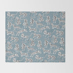 Tiger Collection - White on Blue Throw Blanket Gallery Image 2