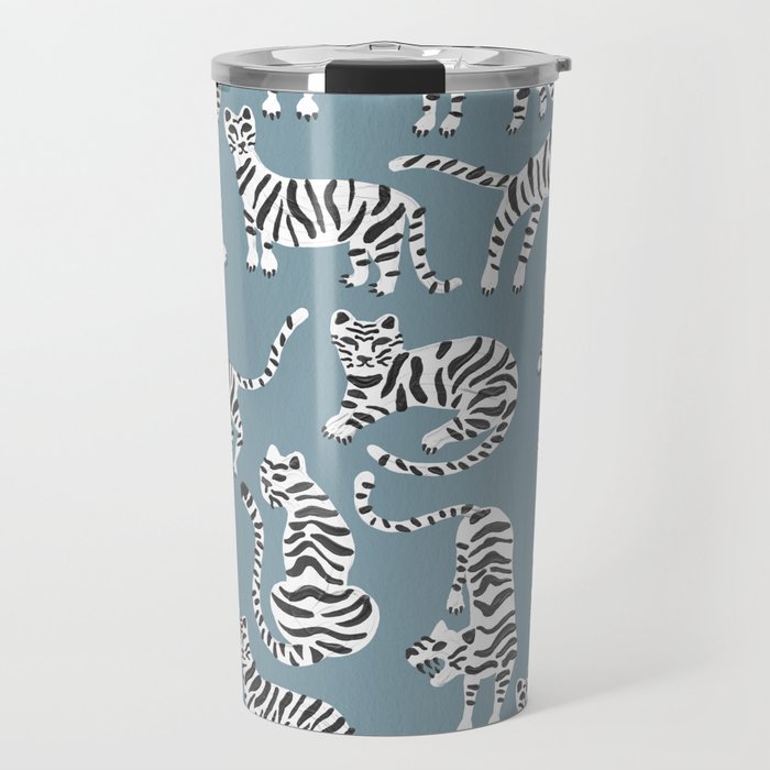 Tiger Collection - White on Blue Travel Mug Gallery Image 1