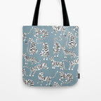 Tiger Collection - White on Blue Tote Bag Gallery Image 1