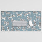 Tiger Collection - White on Blue Desk Mat Gallery Image 1