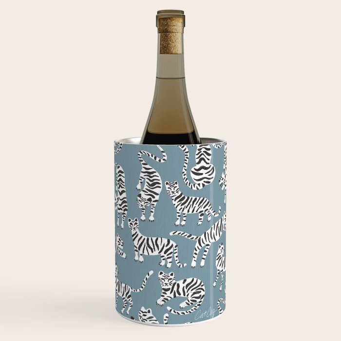 Tiger Collection - White on Blue Wine Chiller Gallery Image 3