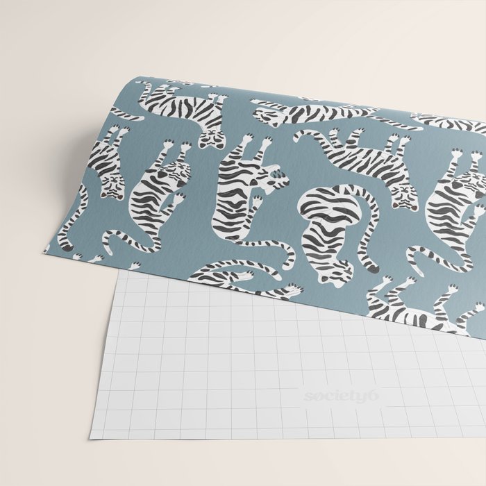 Tiger Collection - White on Blue Wrapping Paper Gallery Image 2