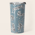 Tiger Collection - White on Blue Travel Mug Gallery Image 2