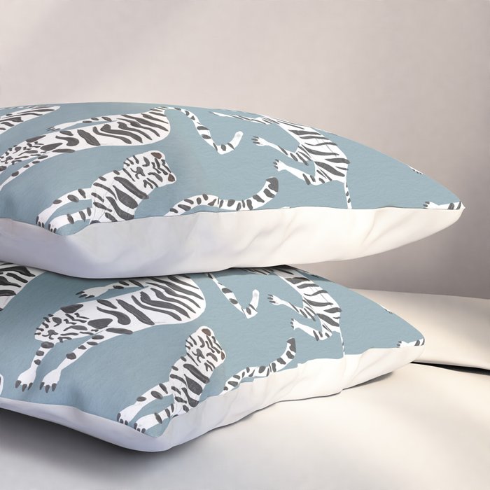 Tiger Collection - White on Blue Pillow Sham Gallery Image 3