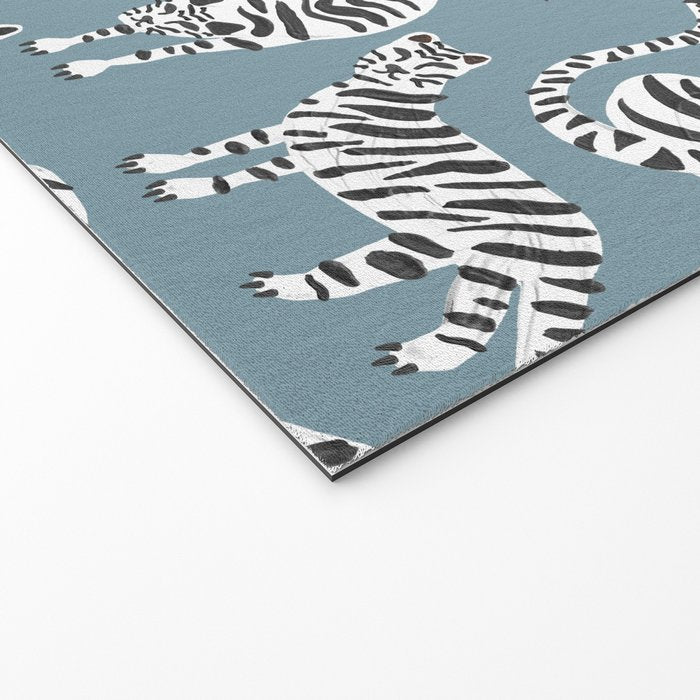 Tiger Collection - White on Blue Welcome Mat Gallery Image 2