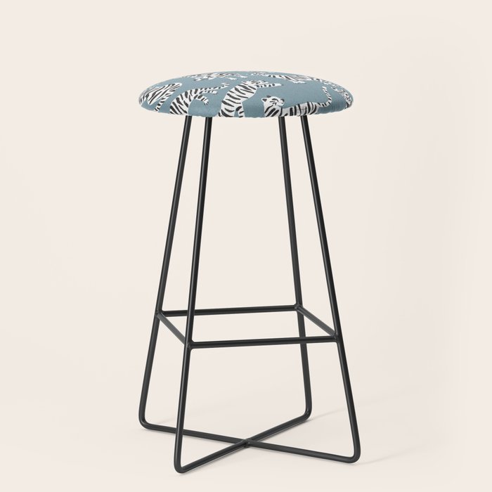 Tiger Collection - White on Blue Stool Gallery Image 1