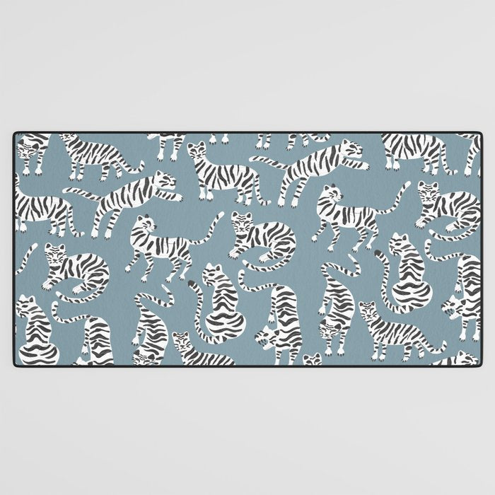 Tiger Collection - White on Blue Desk Mat Gallery Image 3