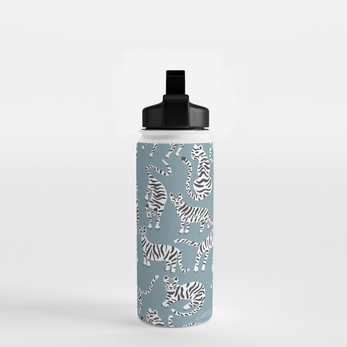 Tiger Collection - White on Blue Water Bottle Gallery Image 2