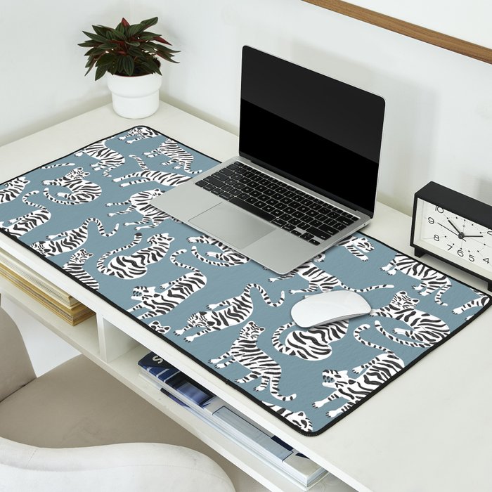 Tiger Collection - White on Blue Desk Mat Gallery Image 2