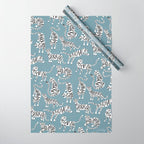 Tiger Collection - White on Blue Wrapping Paper Gallery Image 1