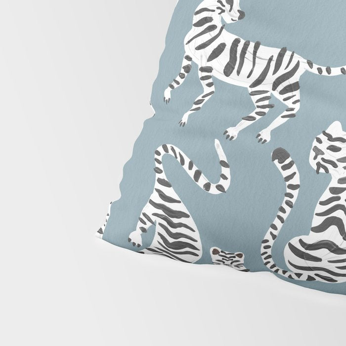 Tiger Collection - White on Blue Pillow Sham Gallery Image 4