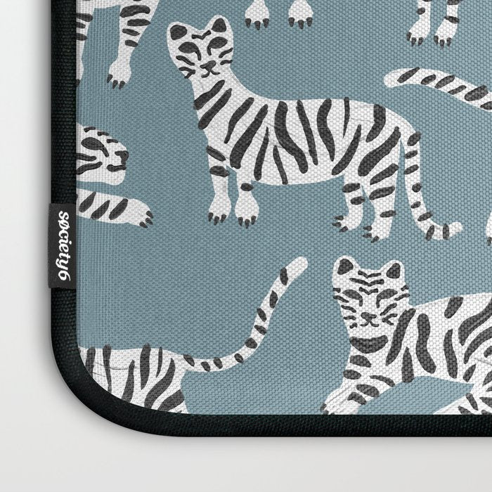 Tiger Collection - White on Blue Laptop Sleeve Gallery Image 3