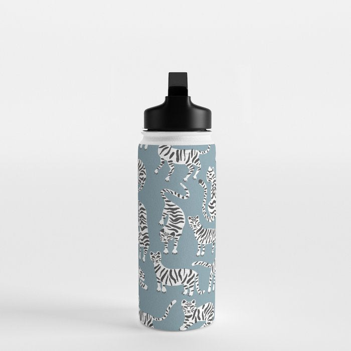 Tiger Collection - White on Blue Water Bottle Gallery Image 3