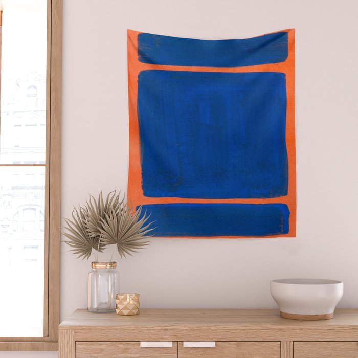 Colourful Field Orange And Blue Wall Tapestry Gallery Image 2