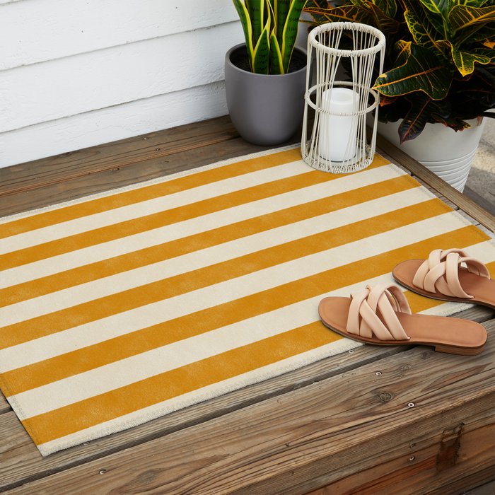 Cabana Stripe - marigold & cream Outdoor Rug Gallery Image 2