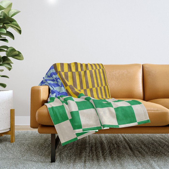 Retro Checkerboard Collage 02 Throw Blanket Gallery Image 1