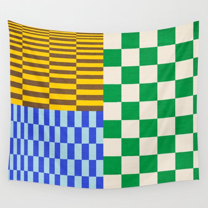 Retro Checkerboard Collage 02 Wall Tapestry Gallery Image 4
