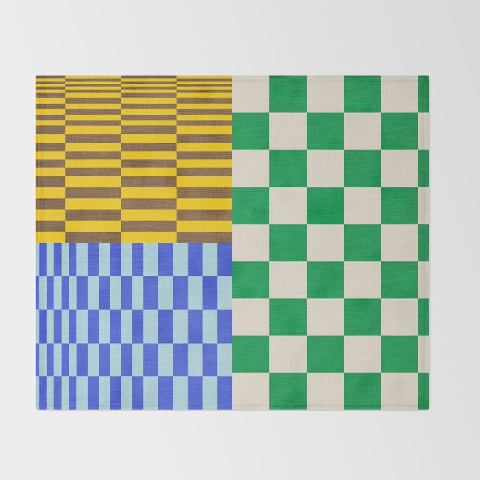 Retro Checkerboard Collage 02 Throw Blanket Gallery Image 2