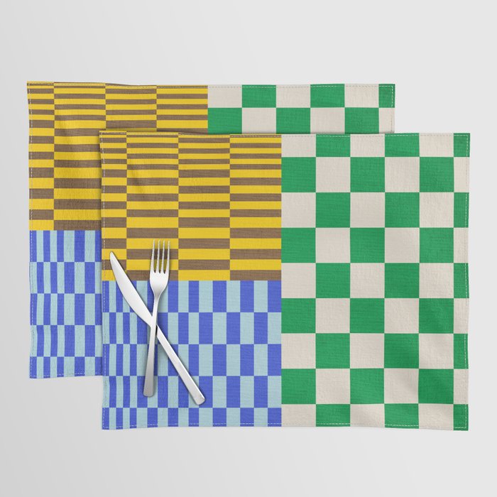 Retro Checkerboard Collage 02 Placemat Gallery Image 1