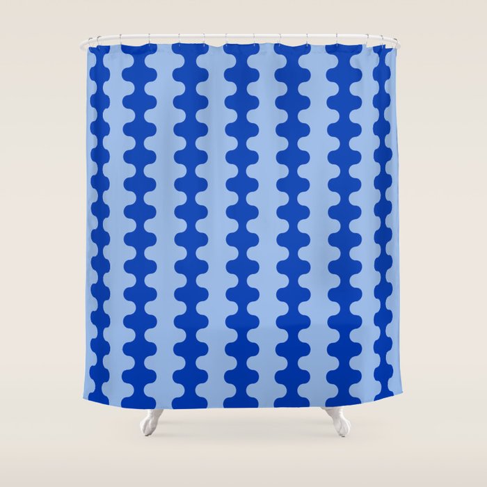 Blue Ogee A-Go-Go Retro Pop Pattern Cobalt Sky Shower Curtain Gallery Image 1