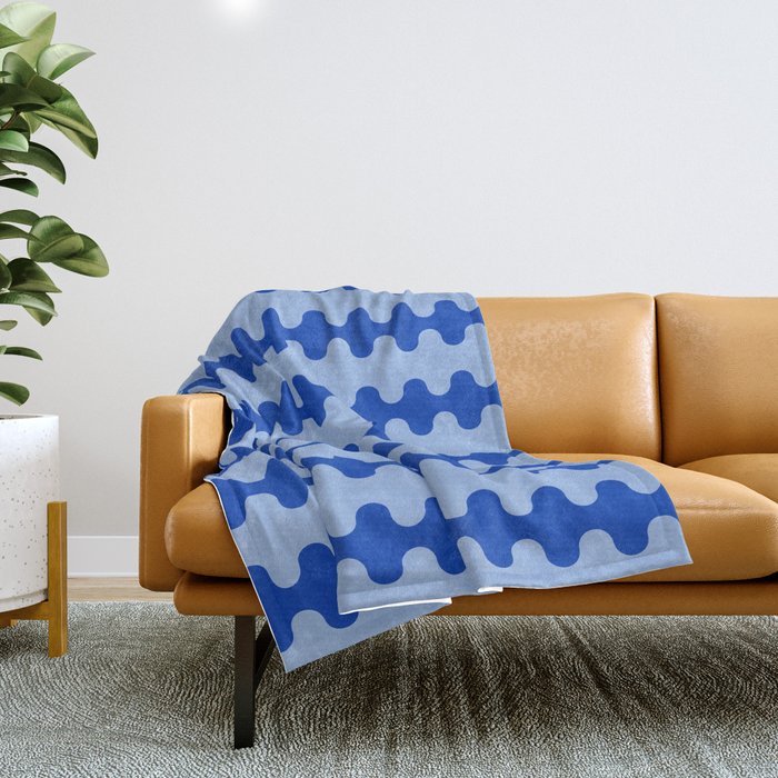 Blue Ogee A-Go-Go Retro Pop Pattern Cobalt Sky Throw Blanket Gallery Image 1