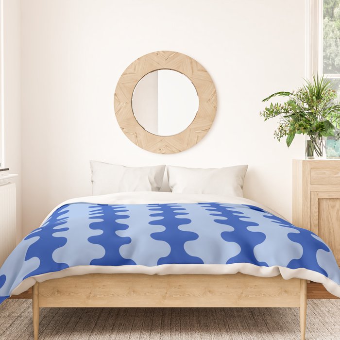 Blue Ogee A-Go-Go Retro Pop Pattern Cobalt Sky Duvet Cover Gallery Image 3
