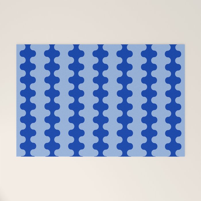 Blue Ogee A-Go-Go Retro Pop Pattern Cobalt Sky Welcome Mat Gallery Image 1