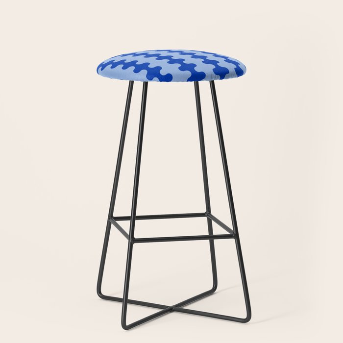 Blue Ogee A-Go-Go Retro Pop Pattern Cobalt Sky Stool Gallery Image 1