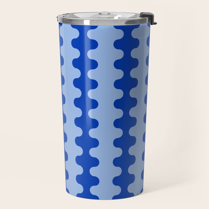 Blue Ogee A-Go-Go Retro Pop Pattern Cobalt Sky Travel Mug Gallery Image 2