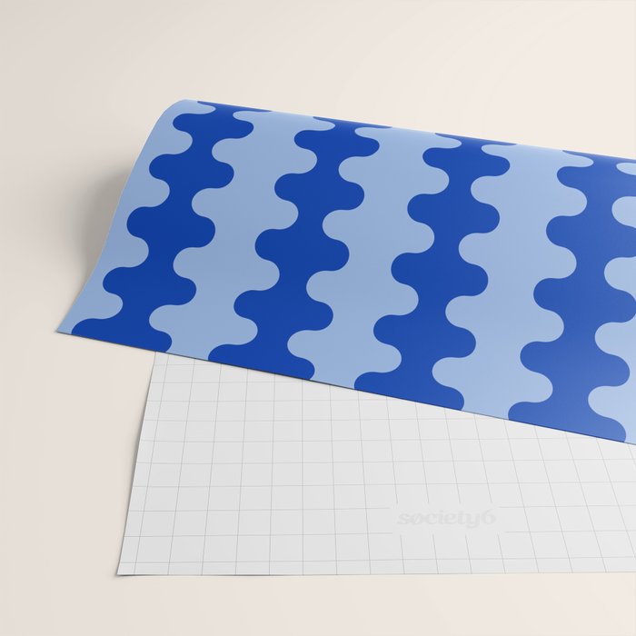 Blue Ogee A-Go-Go Retro Pop Pattern Cobalt Sky Wrapping Paper Gallery Image 2