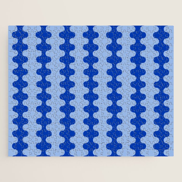 Blue Ogee A-Go-Go Retro Pop Pattern Cobalt Sky Jigsaw Puzzle Gallery Image 1