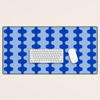Blue Ogee A-Go-Go Retro Pop Pattern Cobalt Sky Desk Mat Gallery Image 1