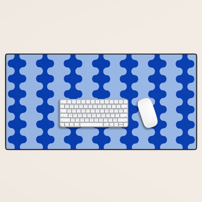 Blue Ogee A-Go-Go Retro Pop Pattern Cobalt Sky Desk Mat Gallery Image 1