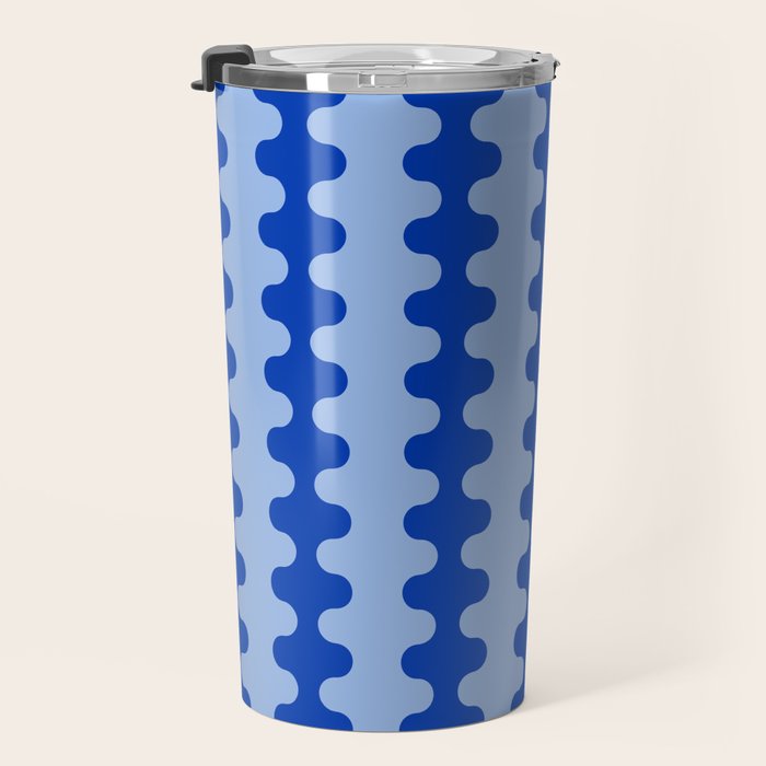 Blue Ogee A-Go-Go Retro Pop Pattern Cobalt Sky Travel Mug Gallery Image 3