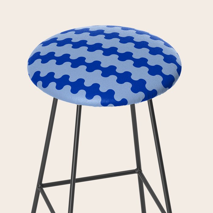 Blue Ogee A-Go-Go Retro Pop Pattern Cobalt Sky Stool Gallery Image 2