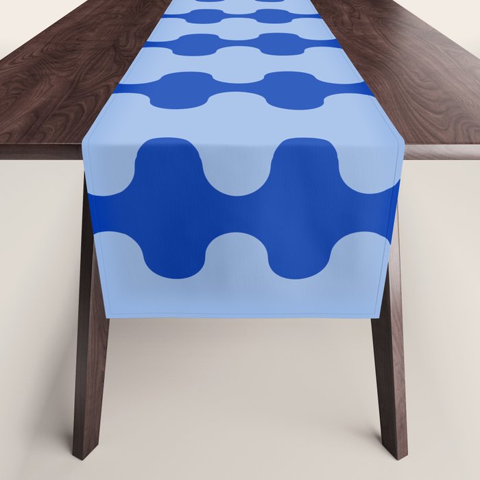 Blue Ogee A-Go-Go Retro Pop Pattern Cobalt Sky Table Runner Gallery Image 1