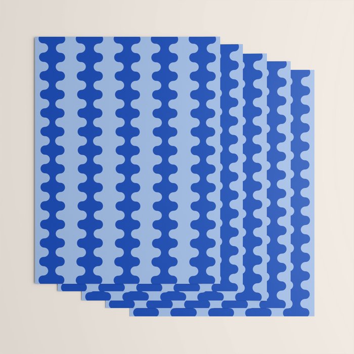 Blue Ogee A-Go-Go Retro Pop Pattern Cobalt Sky Wrapping Paper Gallery Image 3
