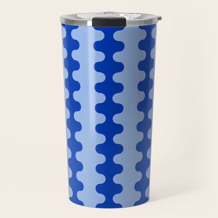 Blue Ogee A-Go-Go Retro Pop Pattern Cobalt Sky Travel Mug Gallery Image 1