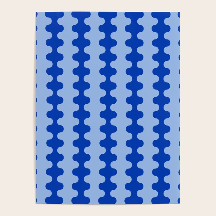 Blue Ogee A-Go-Go Retro Pop Pattern Cobalt Sky Poster Gallery Image 1