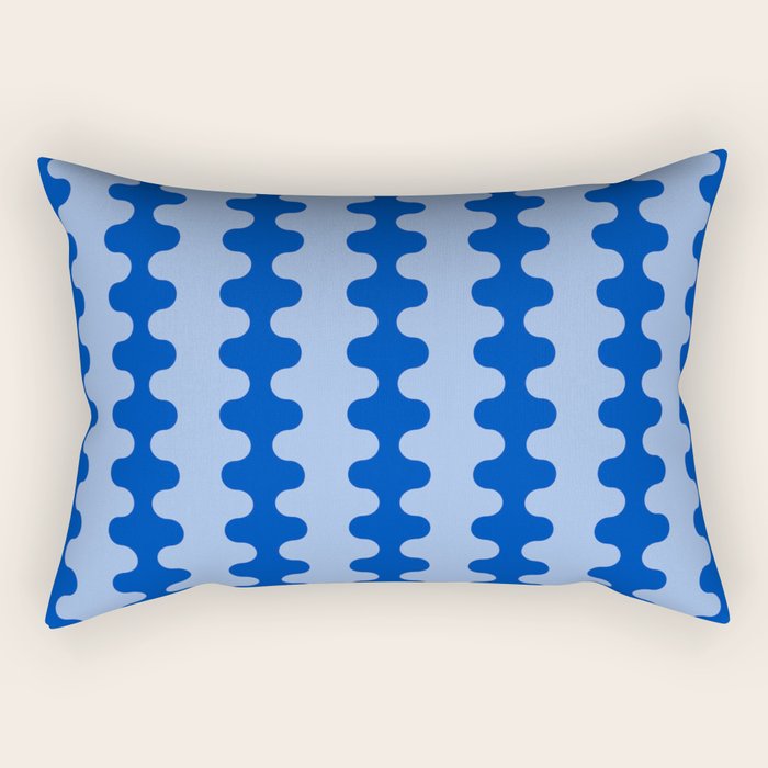 Blue Ogee A-Go-Go Retro Pop Pattern Cobalt Sky Rectangular Pillow Gallery Image 1