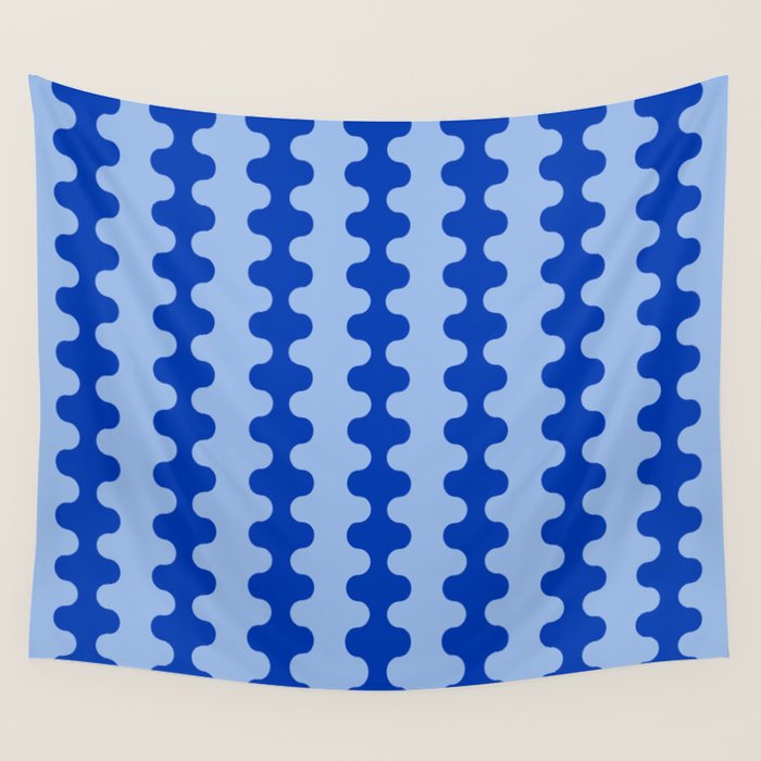 Blue Ogee A-Go-Go Retro Pop Pattern Cobalt Sky Wall Tapestry Gallery Image 1
