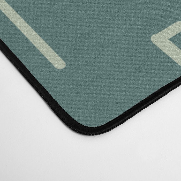 Mid-Century Modern Kinetikos Pattern in Deep Teal, Mustard Gold, and Celadon Desk Mat Gallery Image 4