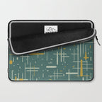 Mid-Century Modern Kinetikos Pattern in Deep Teal, Mustard Gold, and Celadon Laptop Sleeve Gallery Image 2