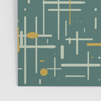 Mid-Century Modern Kinetikos Pattern in Deep Teal, Mustard Gold, and Celadon Poster Gallery Image 3