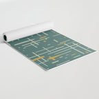 Mid-Century Modern Kinetikos Pattern in Deep Teal, Mustard Gold, and Celadon Yoga Mat Gallery Image 2