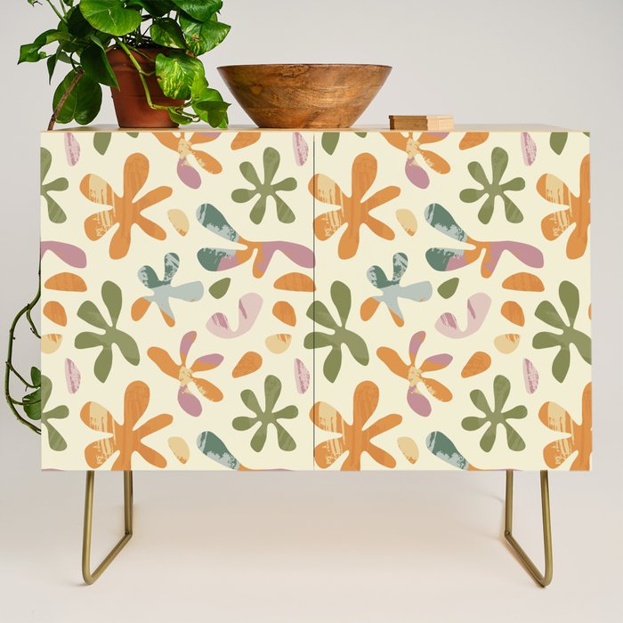 Colorful abstract flower art pattern Credenza Gallery Image 1
