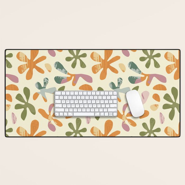 Colorful abstract flower art pattern Desk Mat Gallery Image 1