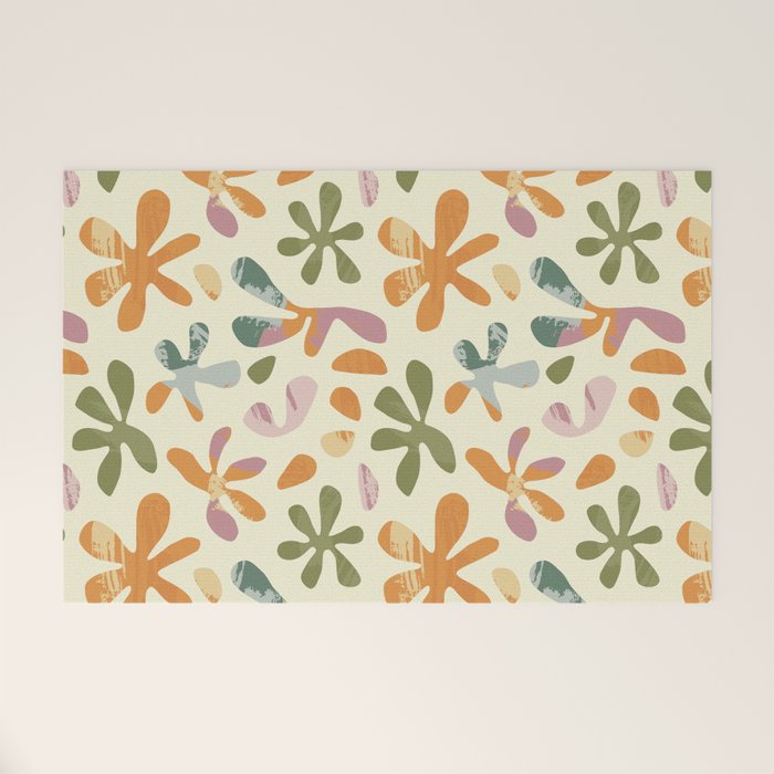 Colorful abstract flower art pattern Welcome Mat Gallery Image 1
